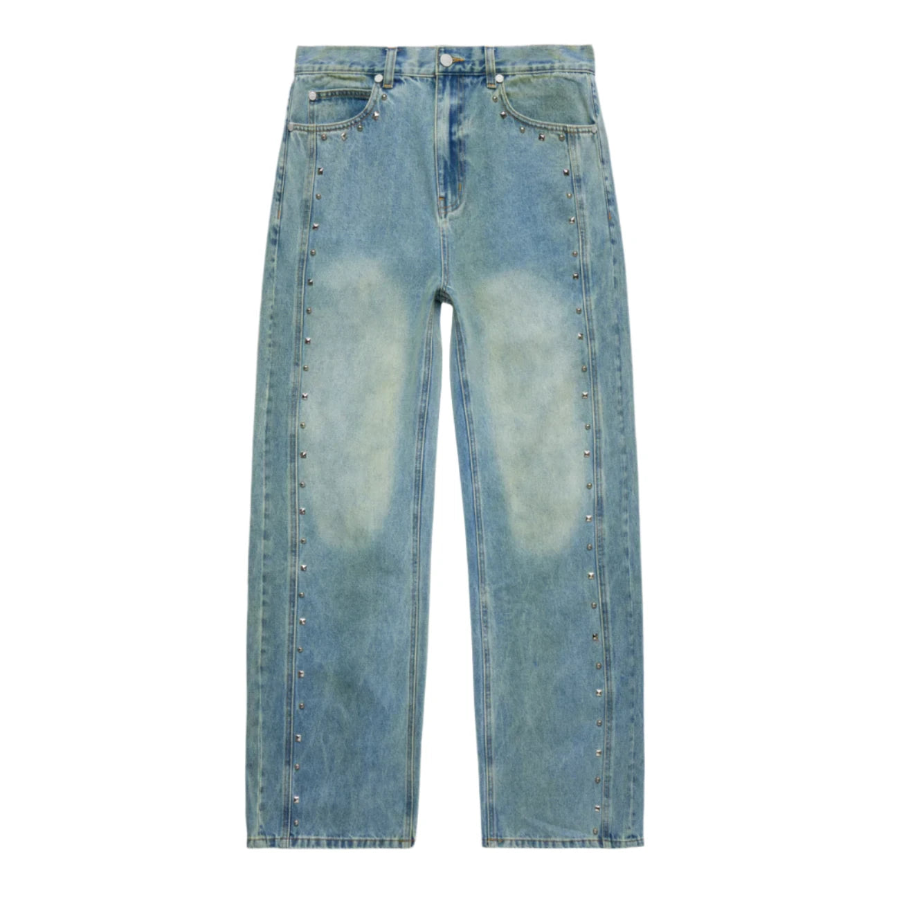 Homme Femme Studded Denim Jeans - Blue