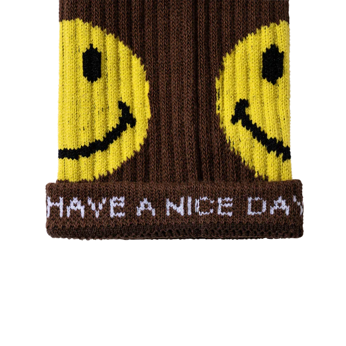 Market Smiley Upside Down Socks - Brown