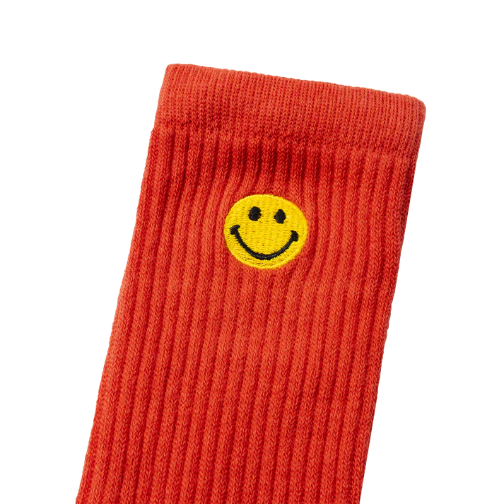 Market Smiley Small Patch Socks - Rush Orange