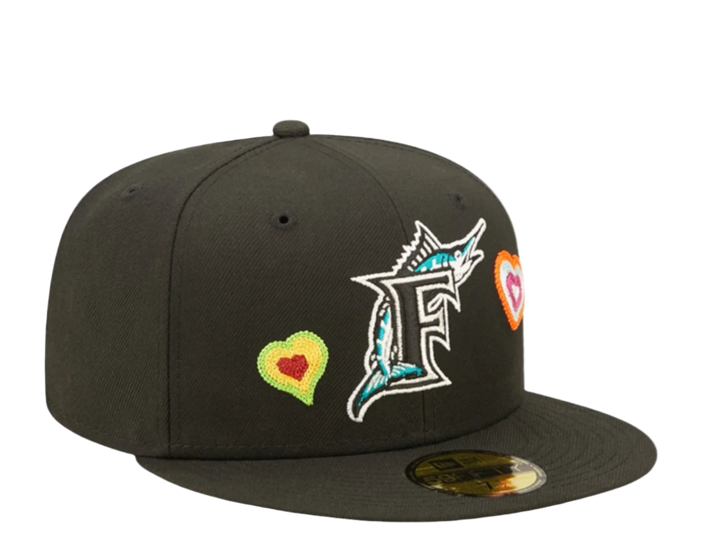 New Era 59Fifty Florida Marlins Chain Stitch Heart - "Black"