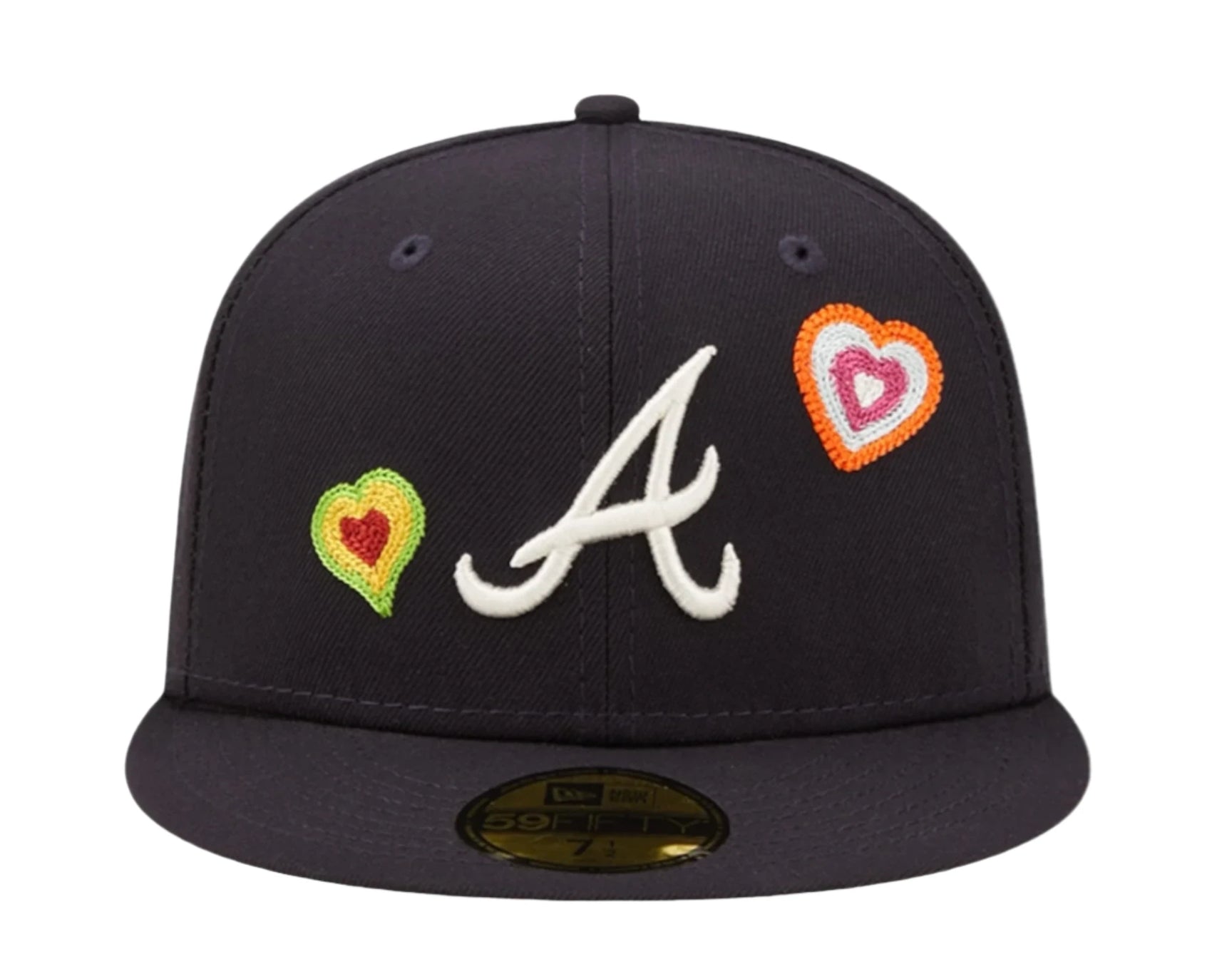 New Era 59Fifty Atlanta Braves Chain Stitch Heart - "Navy"