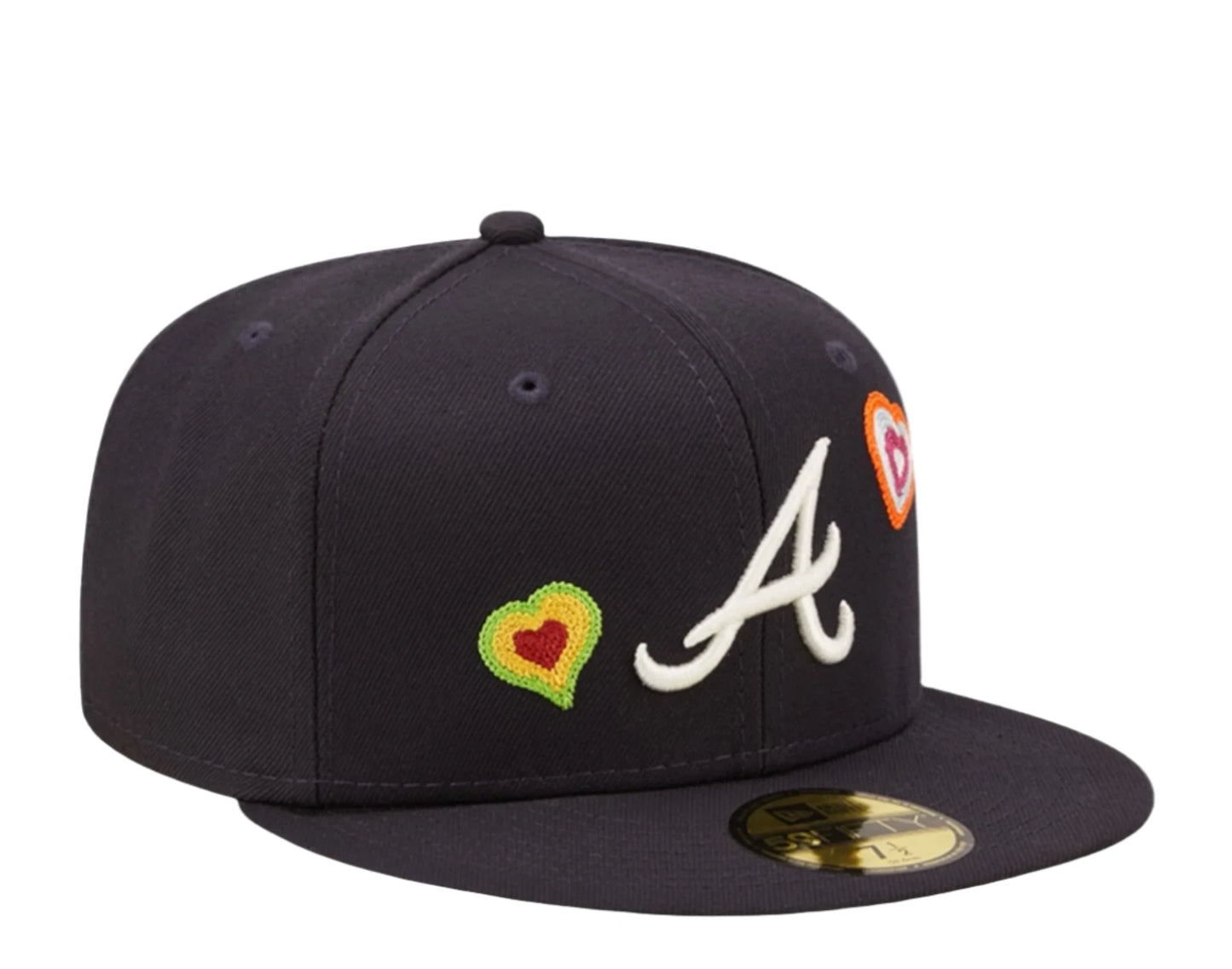 New Era 59Fifty Atlanta Braves Chain Stitch Heart - "Navy"