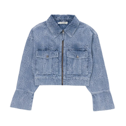 Honor The Gift Women's Cropped Denim Jacket - "Light Blue"