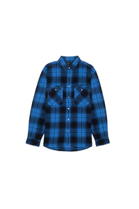 Purple Plaid Flannel LS Shirt - Blue