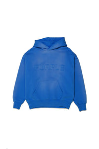 Purple Cutout Wordmark Oversized Hoodie - Blue