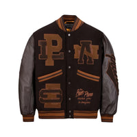 Paper Planes Varsity Bomber Jacket - Brown