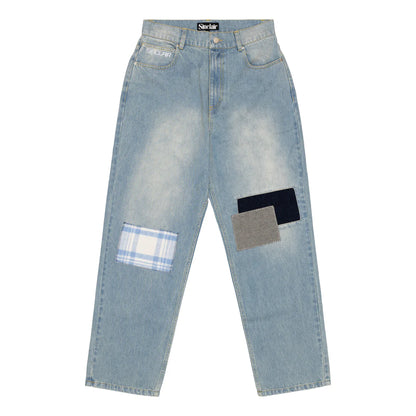 Sinclair Country Patched Denim Jean - "Washed Blue"