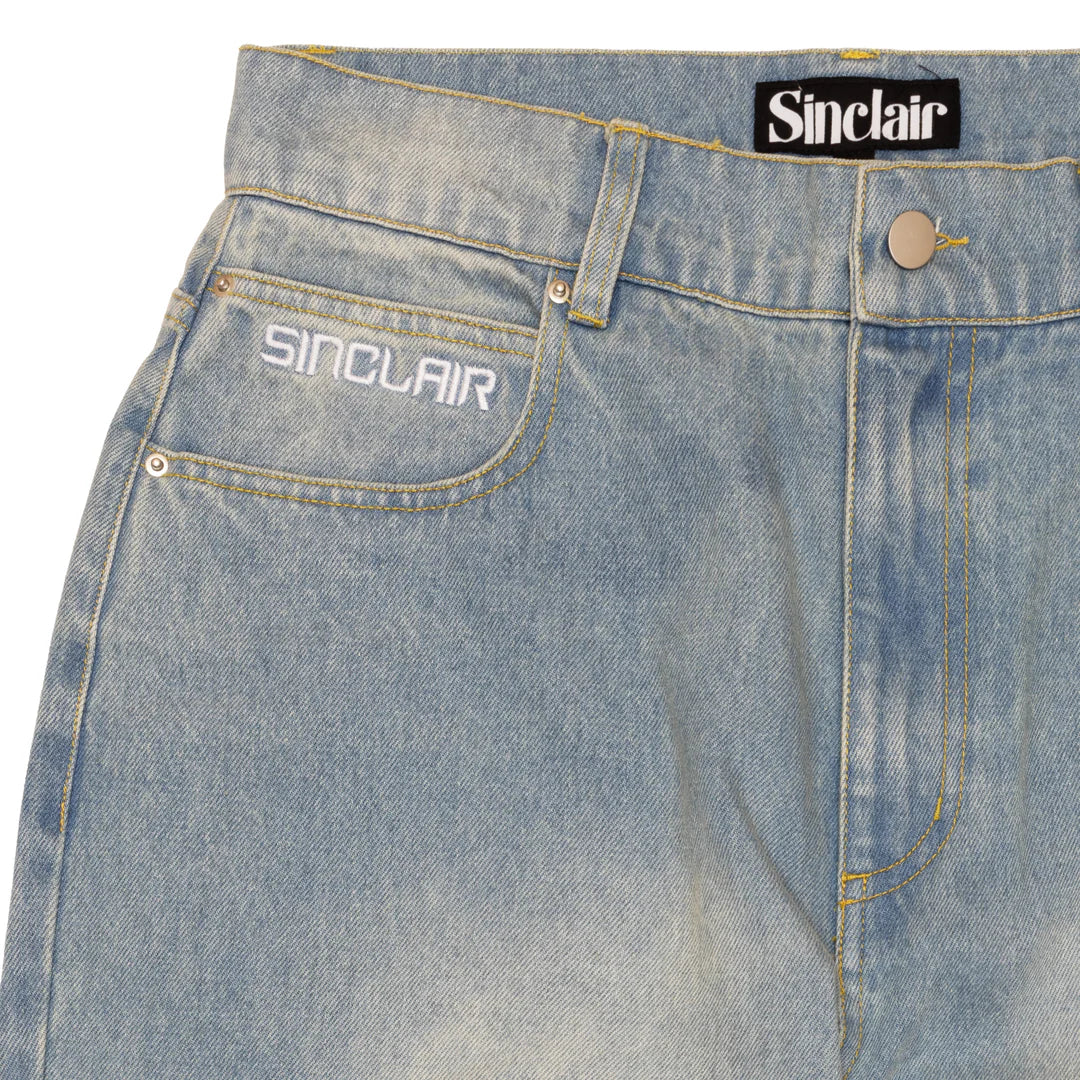 Sinclair Country Patched Denim Jean - "Washed Blue"