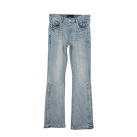 Purple Flare Crystal Side Snap Denim - Light Indigo